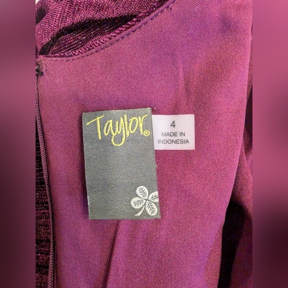 Plum Purple Shimmery Velvet Formal Dolman Sleeve Midi Dress Size 4 - Picture 9 of 11